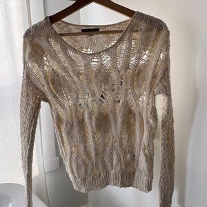 American Eagle Outfitters Cream Open-Knit Sweater